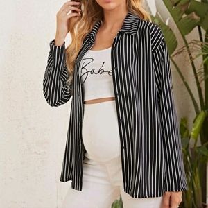 Maternity drop shoulder stripped print blouse